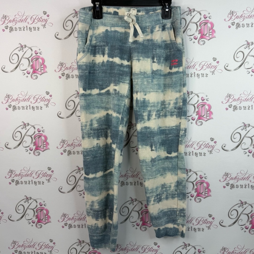 Billabong pants joggers sweatpants Blue and White cream pockets Tie-Dye Joggers